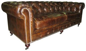 "Vintage" 3-Sitzer Original englisches Chesterfield Sofa