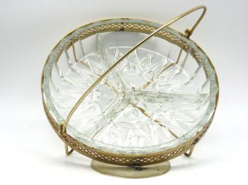 Aperetif Schale  Kristallglas im Plated Körb 19 JH