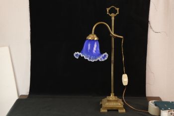 Schreibtischlampe blau/gold  Messing Original 