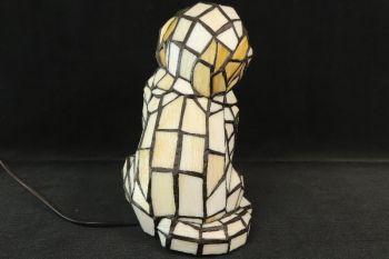 Tiffany Tischleuchte Hund Weiss Mosaik