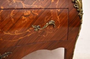Antikes  French Style Inlaid Marble Top Marmorplatte "  Bombe Chest" 