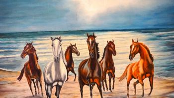 Ölgemälde Pferde am Strand von Sielke 