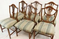 8er Set antike englische Stühle im Hepplewhite Stil, Mahagoni, ca. 19 Jh.