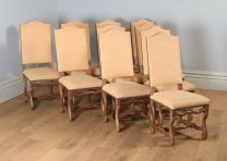 Antikes 10er-Set aus gepolsterten Esszimmerstühlen mit hoher Rückenlehne 