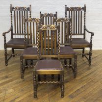 Set aus sechs Stühlen aus Eichenholz im Jacobean Stil
