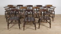 Set mit zwölf Smokers Stühlen aus dem 19. Jahrhundert, antik