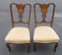 Antikes Paar Inlaid Stühle um 1900