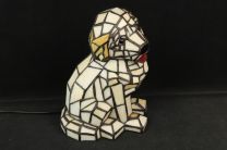 Tiffany Tischleuchte Hund Weiss Mosaik