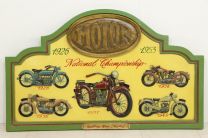 Handbemaltes Vintage Werbeschild mit Motorrädern