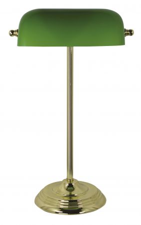 Bankers-Lampe, Messing mit grünem Glasschirm H: 46cm