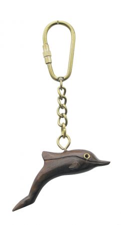 Schlüsselanhänger - Delfin, Holz/Messing