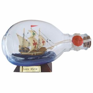 Flaschenschiff - Santa Maria, in der Dimple-Flasche, L: 15cm, H: 9cm