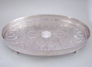 Antikes versilbertes Tablett / Silver Plated Drinks Tray, edwardianisch ca 1910