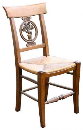 Klassischer französischer Retro Vintage Stuhl Eiche Massivholz Holzstuhl