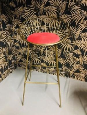 Art déco Stil Barstuhl Mariella, goldenes Metall mit Sitz aus Samt, rot