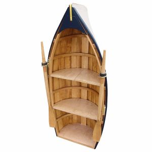 Boot-Regal, Holz, teilweise bemalt, 3 Fächer, H: 90cm, B: 39cm, T: 22cm
