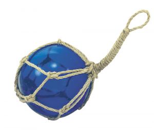 Fischer-Kugel, blau, Glas mit Netz, Ø: 10cm