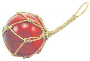 Fischer-Kugel, rot, Glas mit Netz, Ø: 10cm