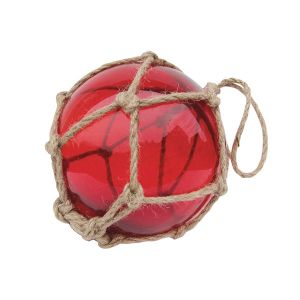 Fischer-Kugel, rot, Glas mit Netz, Ø: 15cm