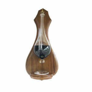 Wetterglas mit Tropfenfänger auf Holzbrett, indisches Holz, 15x36cm