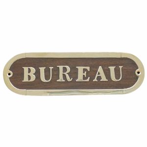 Türschild - BUREAU, Holz/Messing, 17x5cm