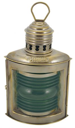Steuerbordlampe, Messing antik, Petroleumbrenner, H: 23cm