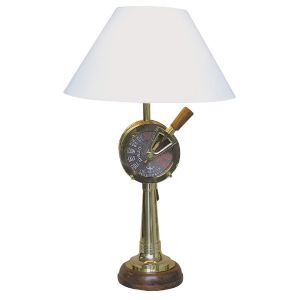 Lampe - Maschinentelegraf, elektrisch 230V, E14, Messing/Holz, H: 59cm, Ø: 15/35cm