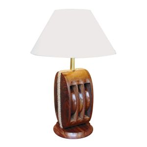Lampe - Blockrolle, Holz, elektrisch 230V, E14, H: 52cm, Ø: 18/35cm