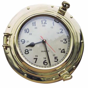 Uhr im Bullauge, Quartzwerk, Messing, Ø: 18/28,5cm