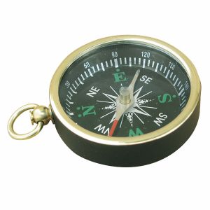 Kompass, mit Ring, Messing schwarz lackiert, Ø: 4,5cm
