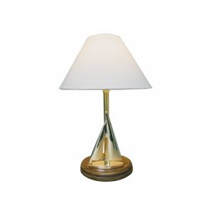 Lampe - Segelyacht, elektrisch 230V, E14, Messing/Holz, H: 38cm, Ø: 15/25cm