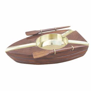 Aschenbecher - Ruderboot, Holz/Messing, 14,5x8,5cm