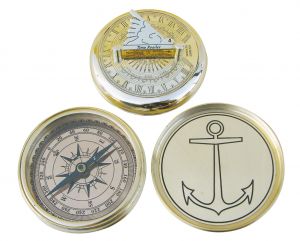 Sonnenuhr-Kompass, Messing, Ø: 7,5cm, H: 5cm