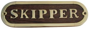 Türschild - SKIPPER, Holz/Messing, 17x5cm