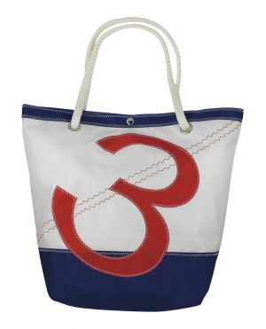 Tasche mit Zahlenmotiv, Polyester, weiß/blau/rot, 30/45x18x39/60cm