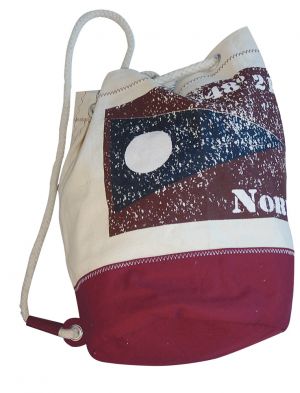 Rucksack klein mit Flagge NORD, Baumwolle, beige/rot, H: 36cm, Ø 22cm