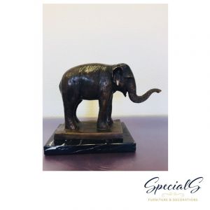 "Elefant auf Marmorsockel" Bronzefigur