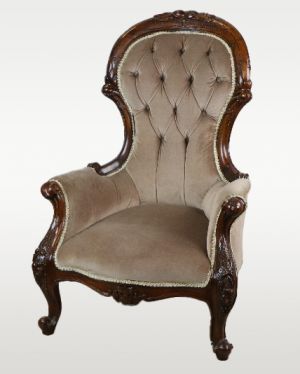 Stoffbezogener Sessel Holzelementen Viktorianisch 