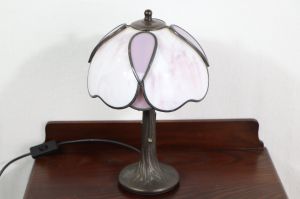 Vintage Tiffany Tischleuchte, Violett/Perlmuttfarben