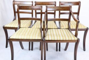 4+1 Set Mahagoni Stühle, Regency Style