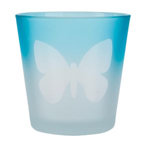 Windlicht blau Schmetterling ca. Ø 7 x 7 cm