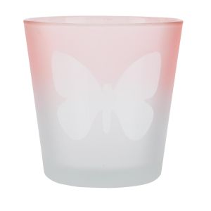 Windlicht rosa Schmetterling ca. Ø 7 x 7 cm