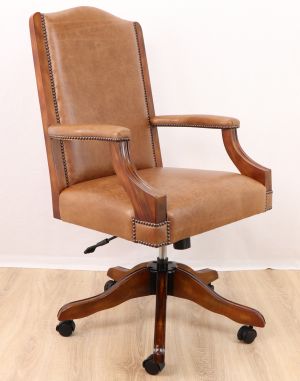 "Diane Chair with Arms" Chesterfield Drehstuhl Vollledersessel