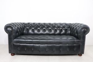 Chesterfield Sofa "London Classic" mit Buttonseat, 3 Sitzer, schwarz, sofort lieferbar
