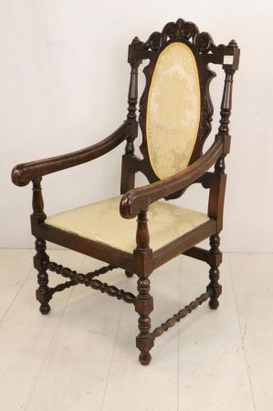 Einzelner antiker Stuhl mit Armlehnen aus England, Mahagoni, ca. 1860