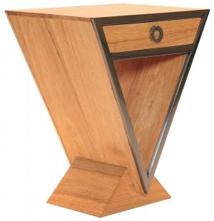 Morris "Delta" Kleine Kommode im Inox-Design aus Edelstahl und hellerem Holz