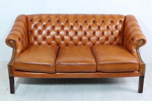 Vintage Chesterfield Sofa, 3-Sitzer, Cognac