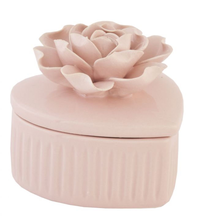 Clayre /& Eef 62070 Dose Schatulle Rose Wei/ß ca 6 cm