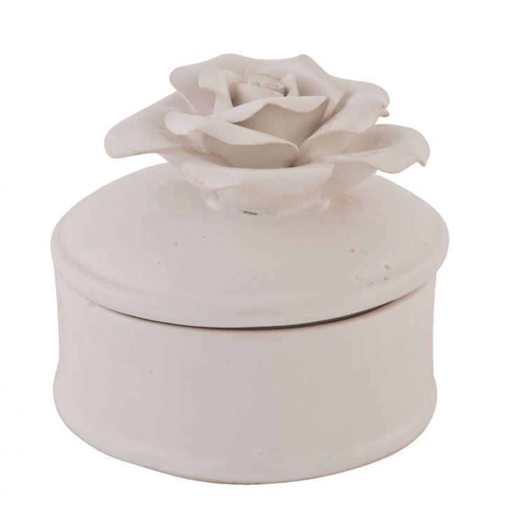 Clayre /& Eef 62070 Dose Schatulle Rose Wei/ß ca 6 cm