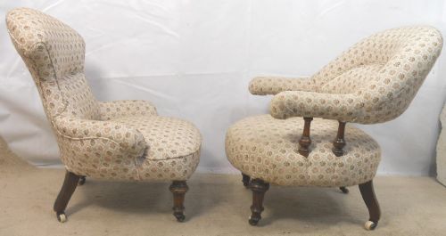 Antike Viktorianische Englische gepolsterte Stühle ca. 1860